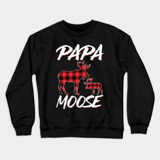 Red Plaid Papa Moose Matching Family Pajama Christmas Gift Crewneck Sweatshirt